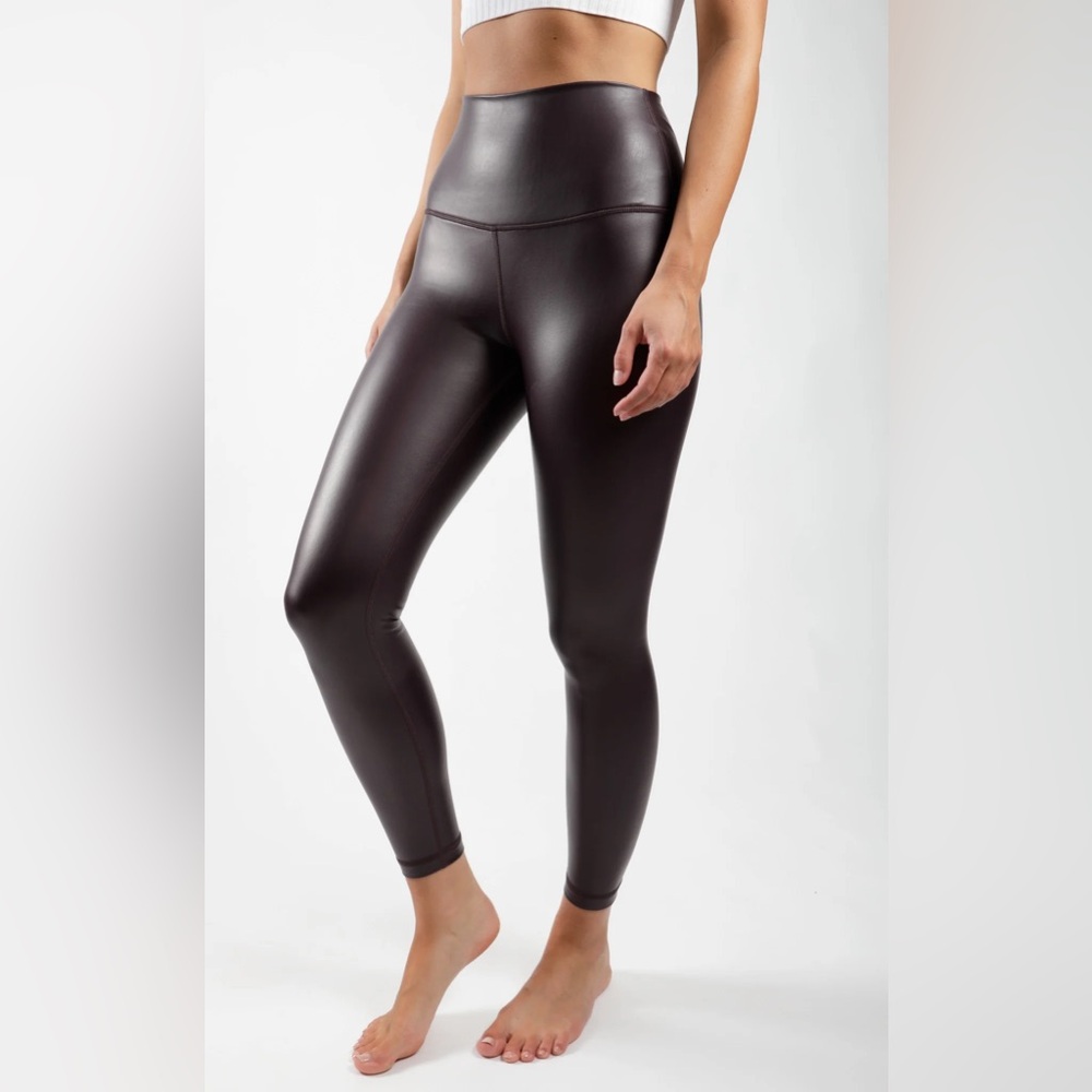 90 degrees Faux Leather High Waist Ankle Legging.